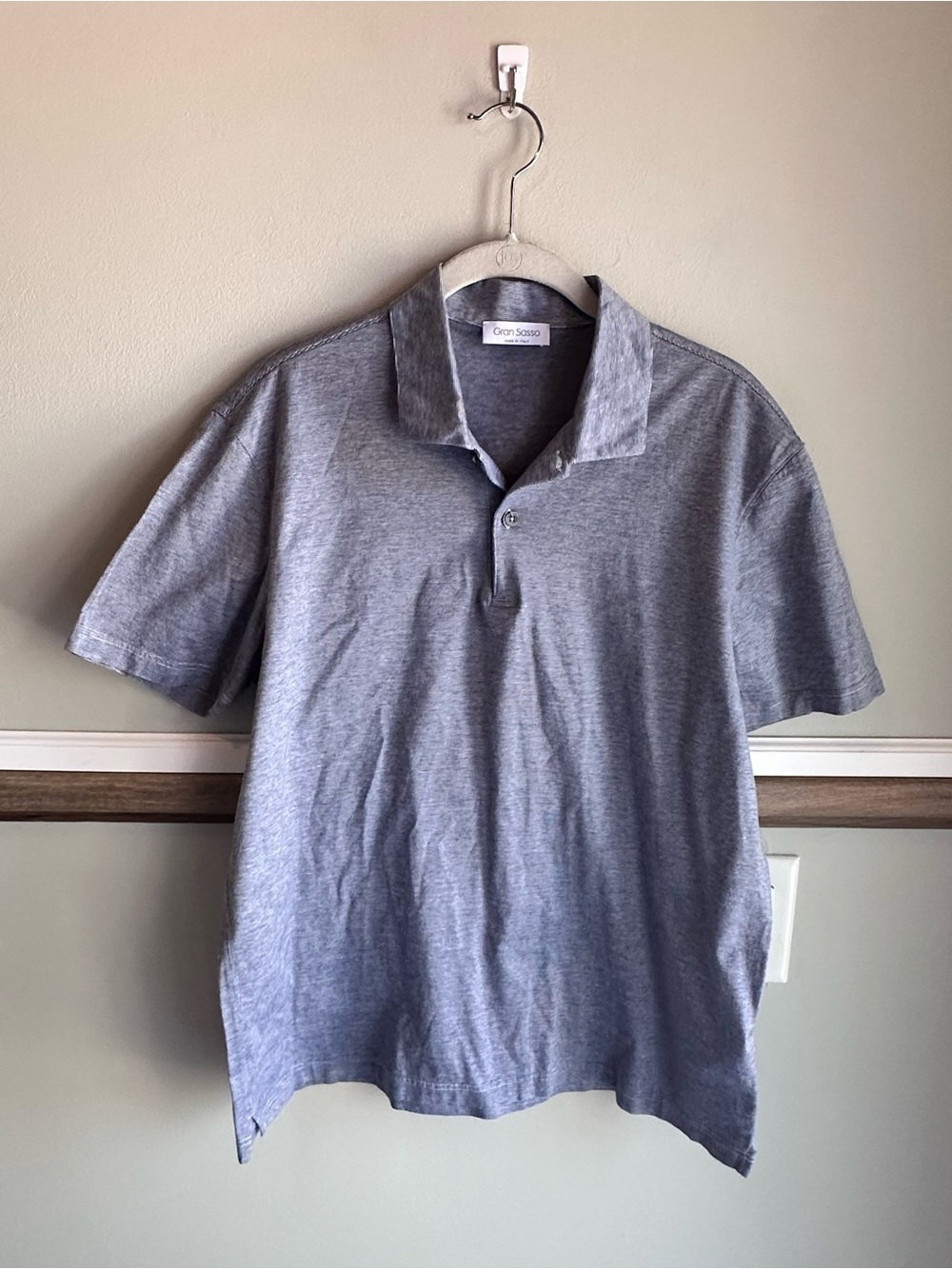 Gran Sasso Italy Blue Striped Short Sleeve Polo Shirt Cotton